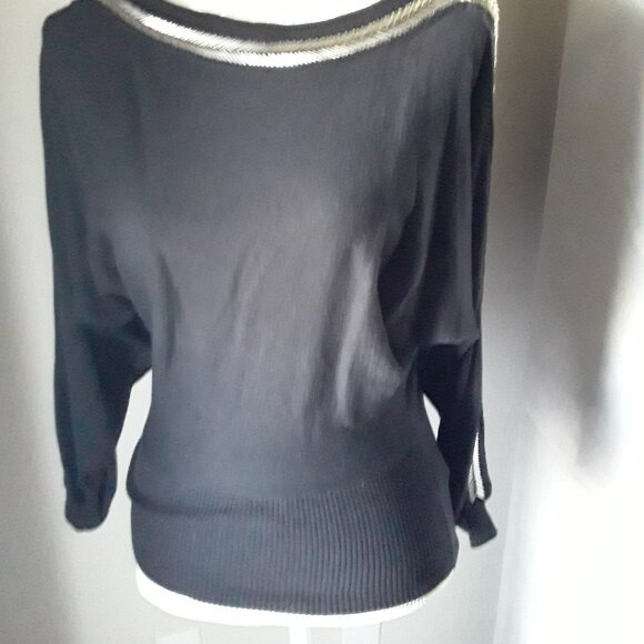 Boston Proper batwing cold shoulder dark black sweater size S - Picture 13 of 14
